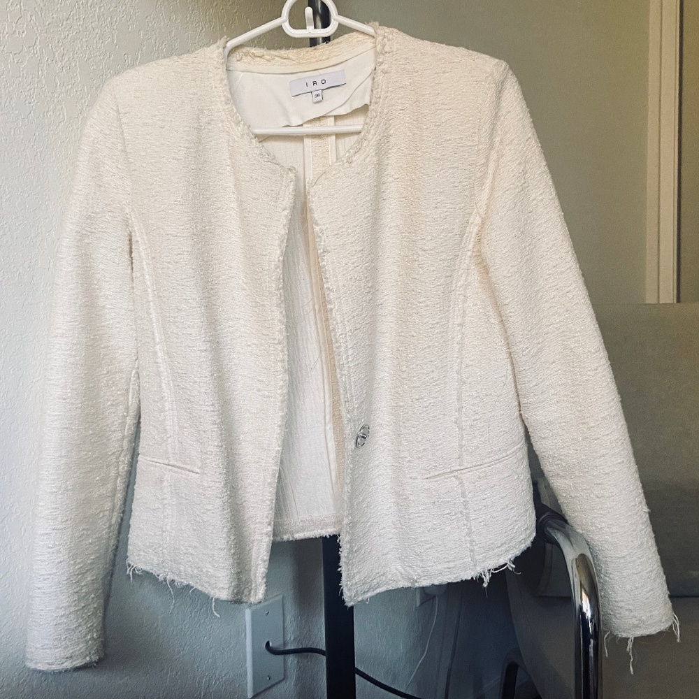 IRO "Landon" cream / ivory / white boucle jacket